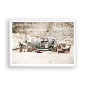 Plagát v bielom ráme - Cesta práve začína - 100x70 cm