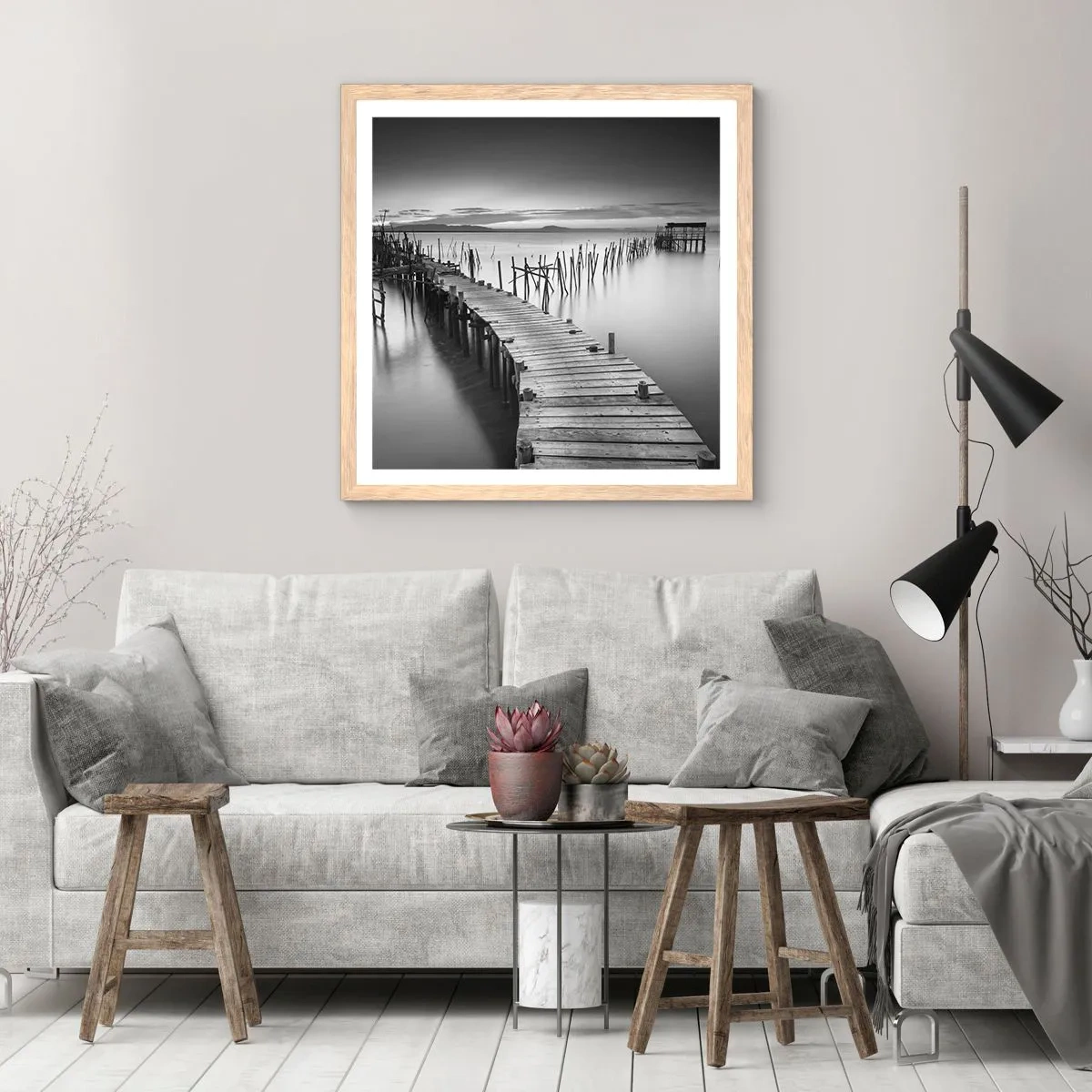 Plagát v ráme zo svetlého duba - Pokoj zabudnutého brehu - 60x60 cm