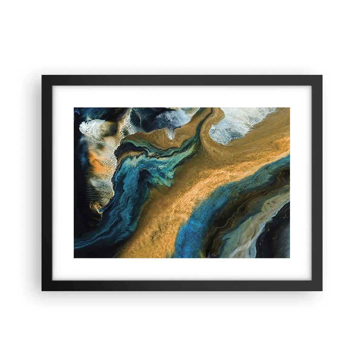 Plagát v čiernom ráme - Modrá – žltá – vzájomné vplyvy - 40x30 cm