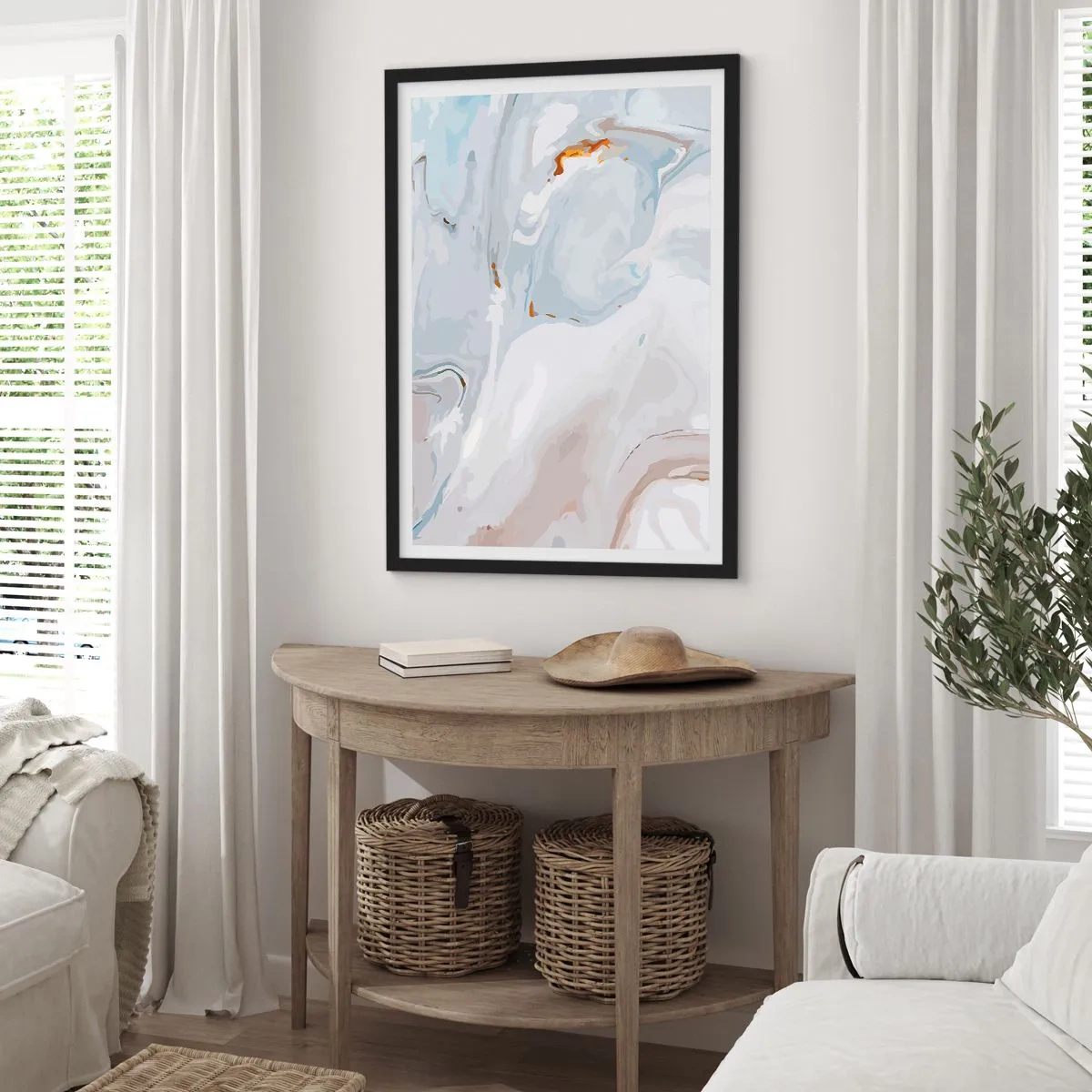 Plagát v čiernom ráme - Povznesená biela - 70x100 cm