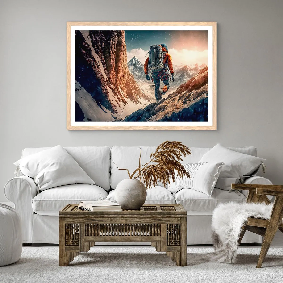 Plagát v ráme zo svetlého duba - Osamelý bojovník - 40x30 cm