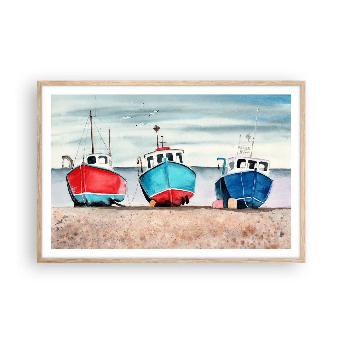 Plagát v ráme zo svetlého duba - Pripravené na úlovok - 91x61 cm