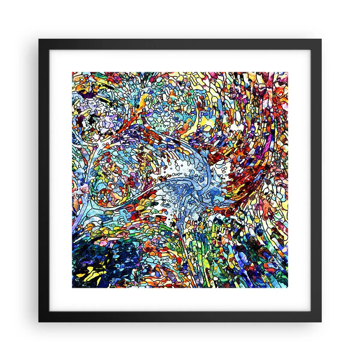 Plagát v čiernom ráme - Vitráž s kvapkami - 40x40 cm