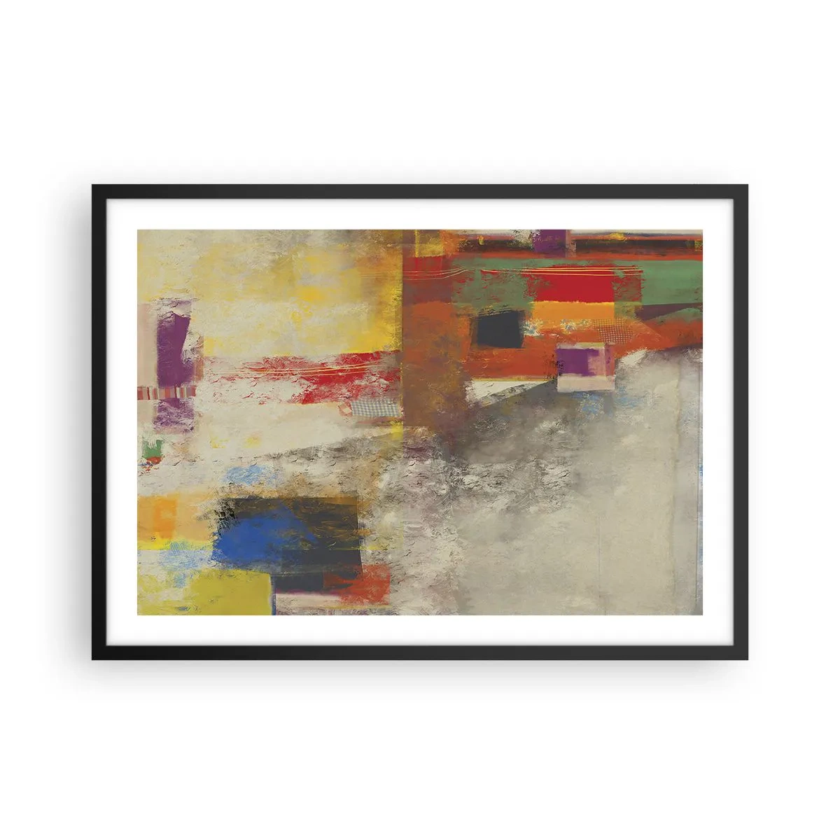 Plagát v čiernom ráme - Geometria farieb - 70x50 cm