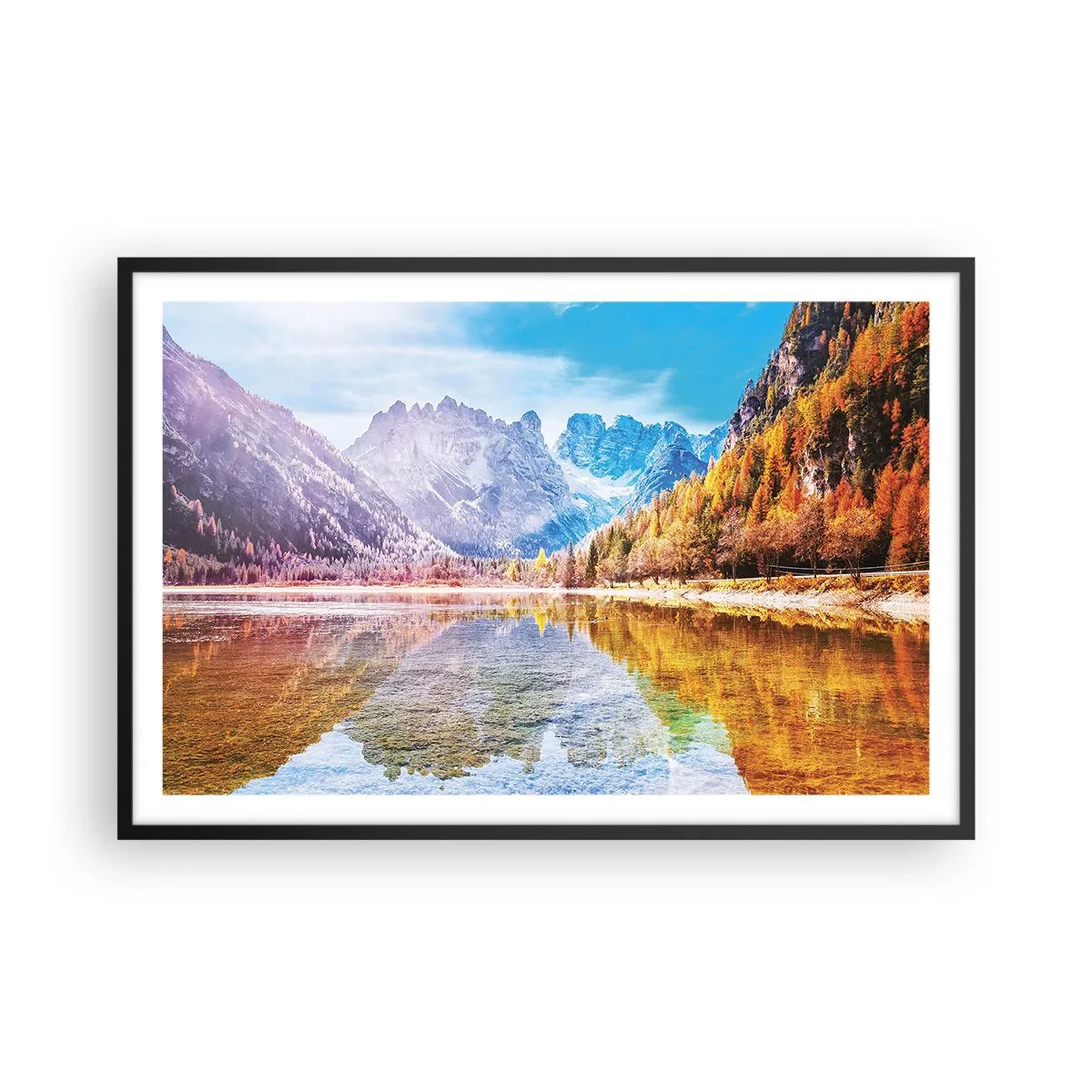 Plagát v čiernom ráme - A v horách už je jeseň - 91x61 cm