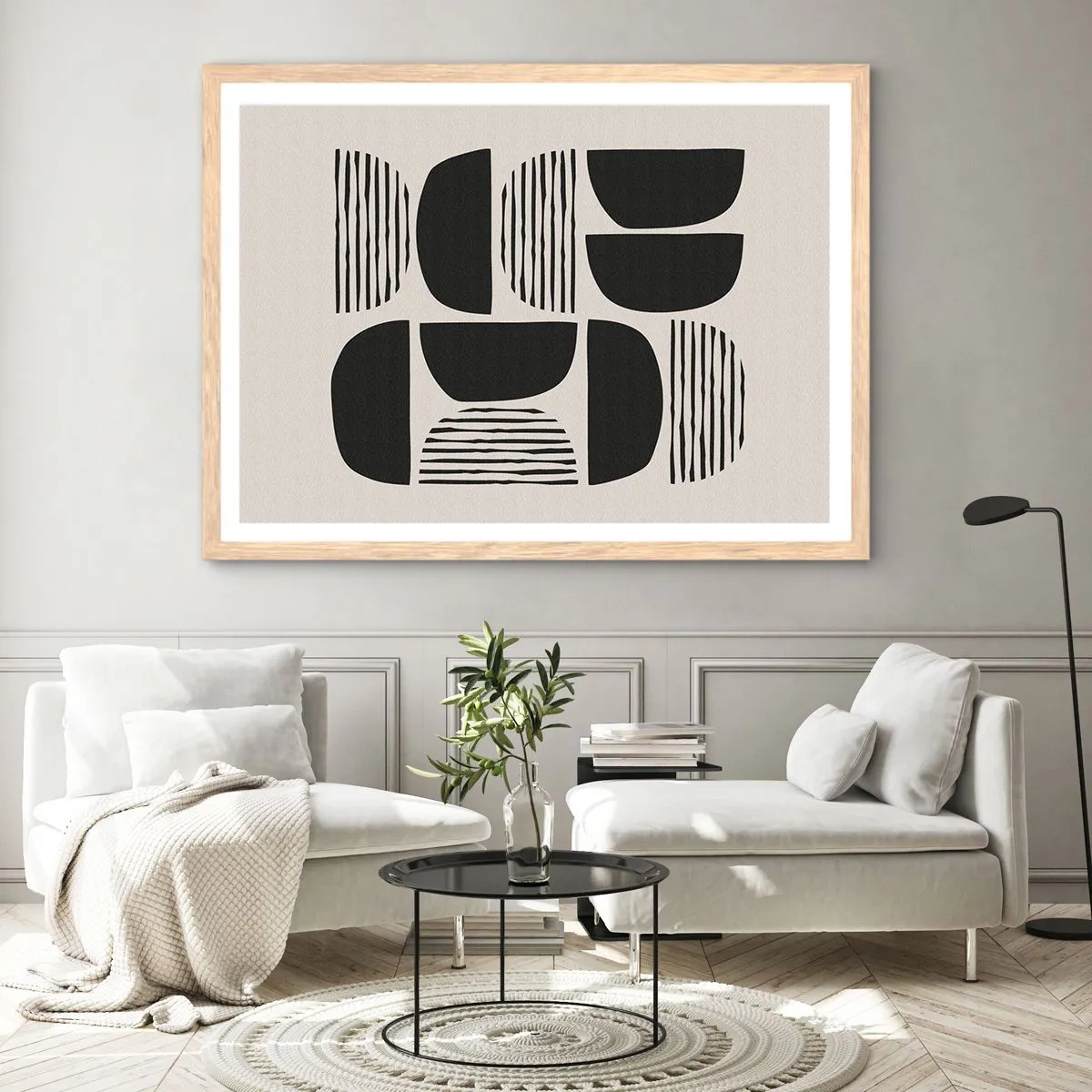 Plagát v ráme zo svetlého duba - Polovičaté sústavy - 100x70 cm