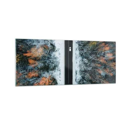Obraz na skle - Cez zimný les - 100x40 cm