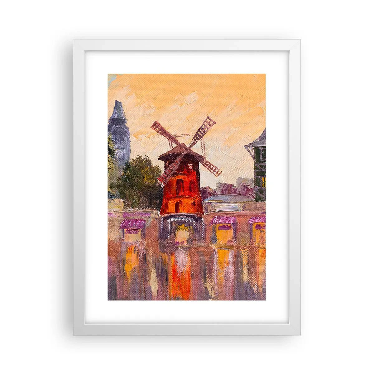 Plagát v bielom ráme - Parížske ikony – Moulin Rouge - 30x40 cm