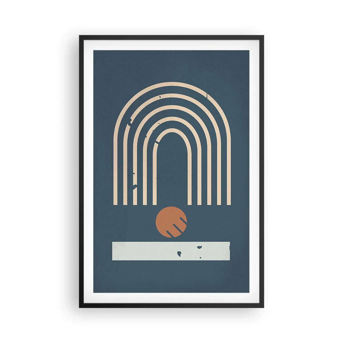 Plagát v čiernom ráme - Geometria v námorníckej modrej - 61x91 cm
