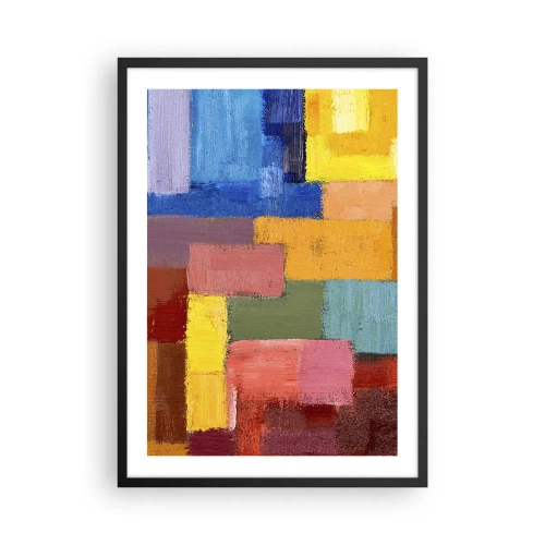 Plagát v čiernom ráme - Abstraktné farebné obdĺžniky v harmonickej kompozícii - 50x70cm - Každý iný, všetky farebné - Moderná nástenná dekorácia do obývacej izby a spálne ARTTOR