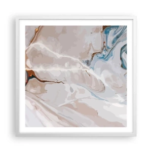 Plagát v bielom ráme - Modré meandre pod bielou - 60x60 cm