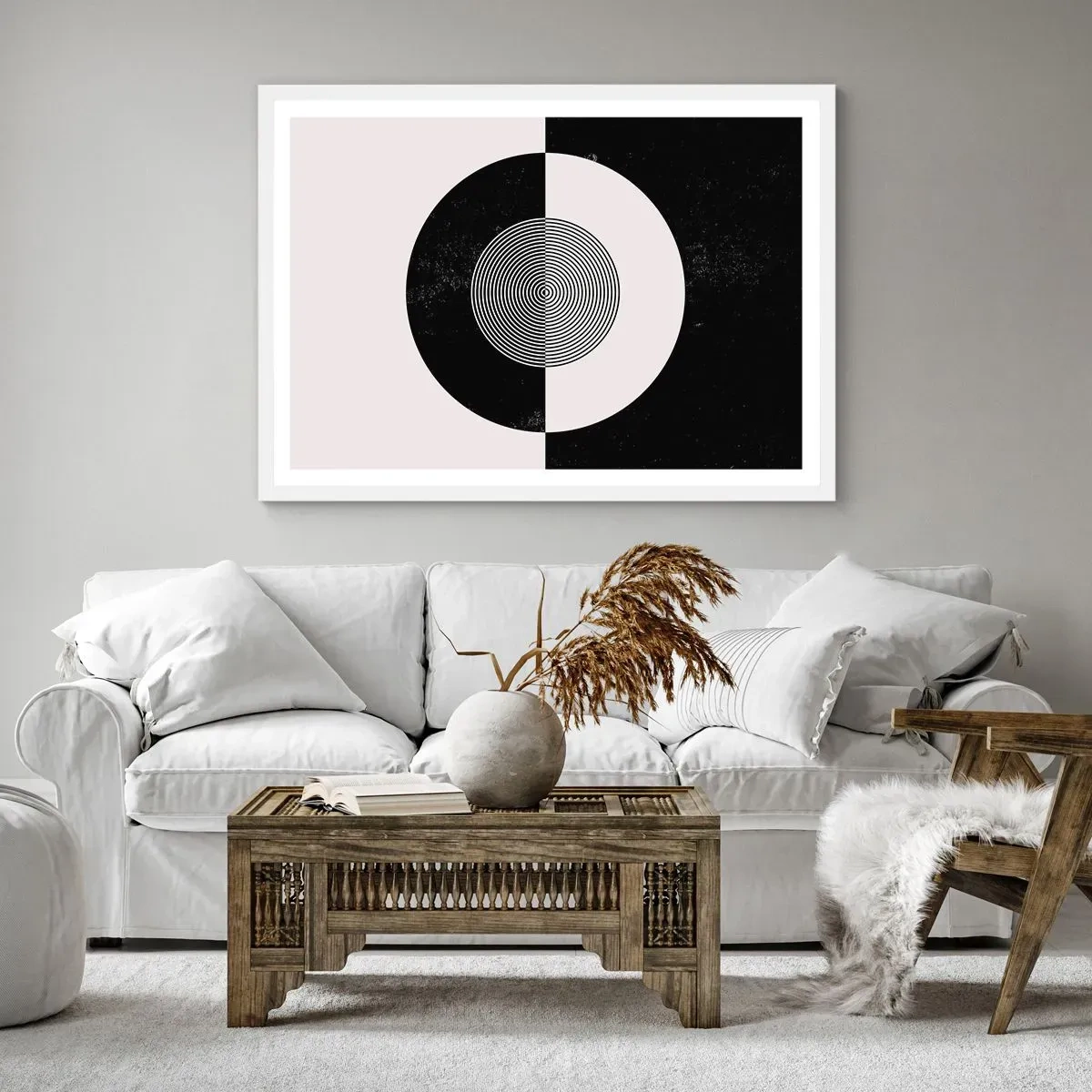 Plagát v bielom ráme - Harmónia v čiernej a bielej - 70x50 cm