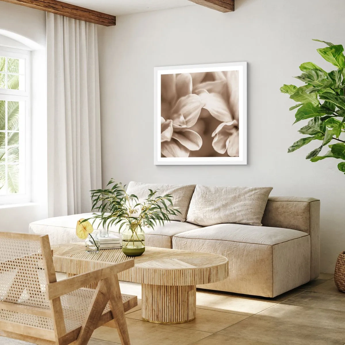 Plagát v bielom ráme - Nežné ako úsmev - 60x60 cm