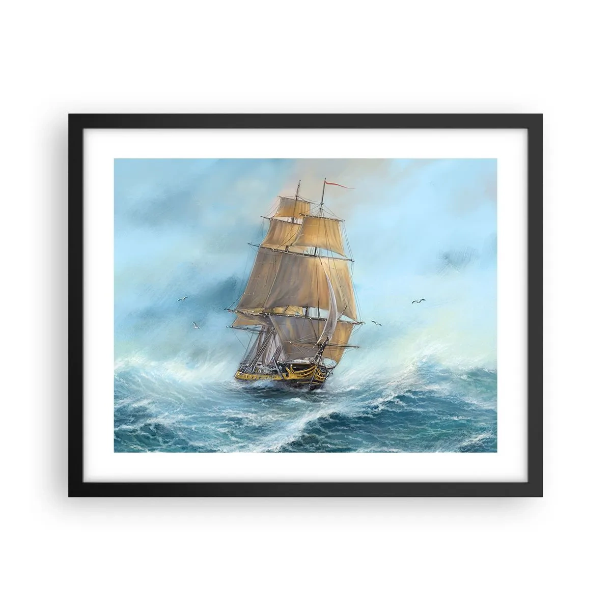 Plagát v čiernom ráme - Bežiaci po vlnách - 50x40 cm