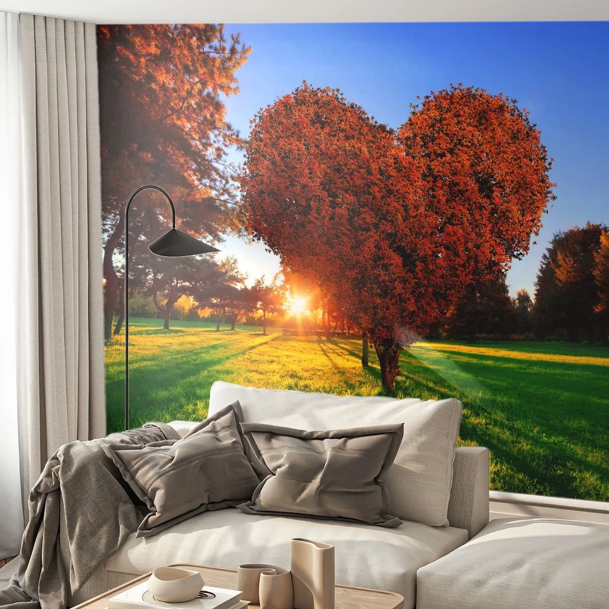 Fototapeta Premium Canvas - Ako nemilovať jeseň - Krajina, Strom, Lúče slnka - 250x175 cm