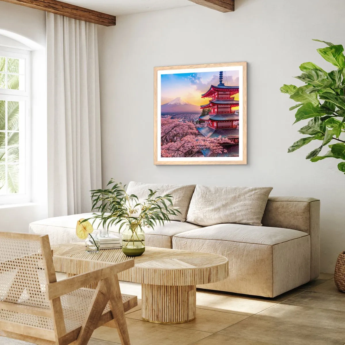 Plagát v ráme zo svetlého duba - Podstata japonského ducha - 50x50 cm