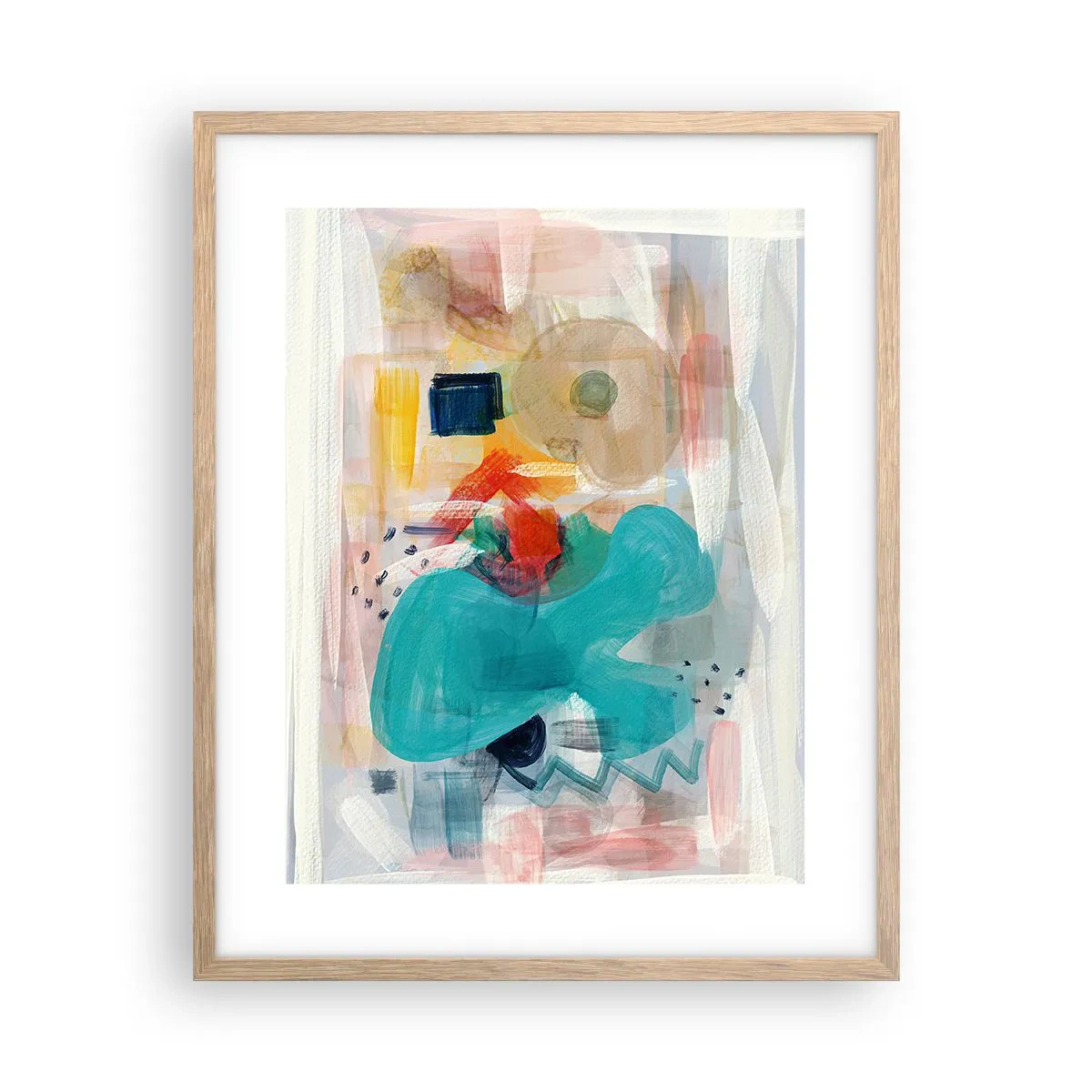 Plagát v ráme zo svetlého duba - Farebná hra - 40x50 cm