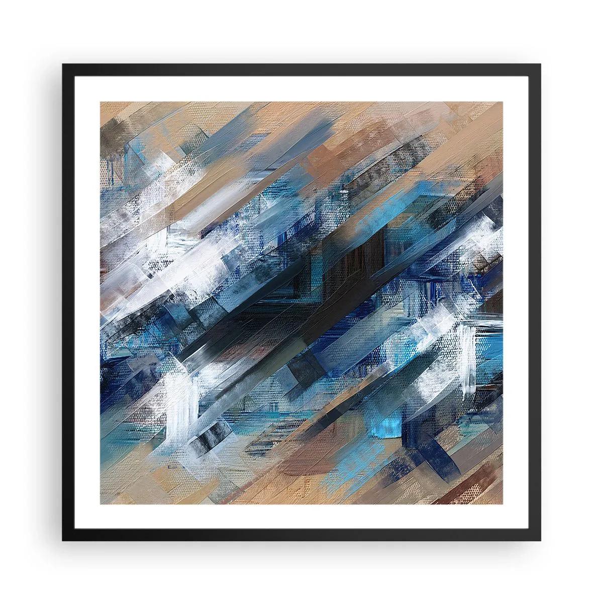 Plagát v čiernom ráme - Modrá šikmosť - 60x60 cm
