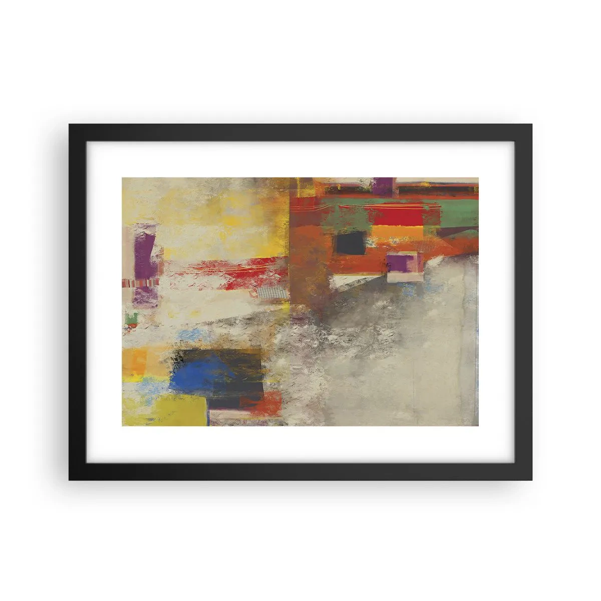 Plagát v čiernom ráme - Geometria farieb - 40x30 cm