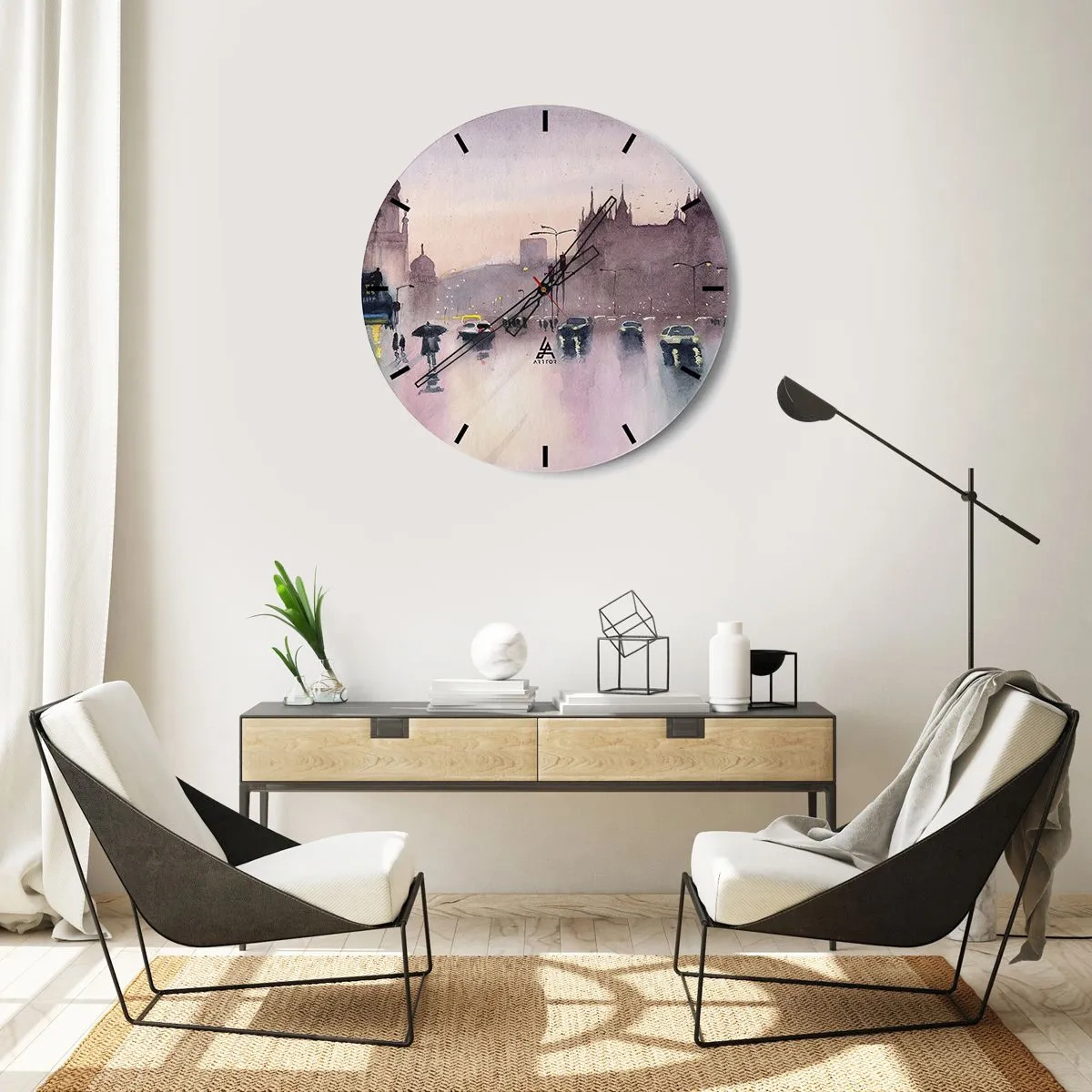 Nástenné hodiny - V daždivom opare - 40x40 cm