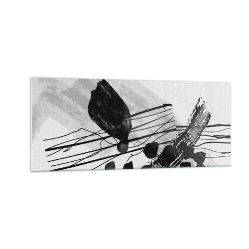 Obraz na skle - Čiernobiela organická abstrakcia - 100x40 cm