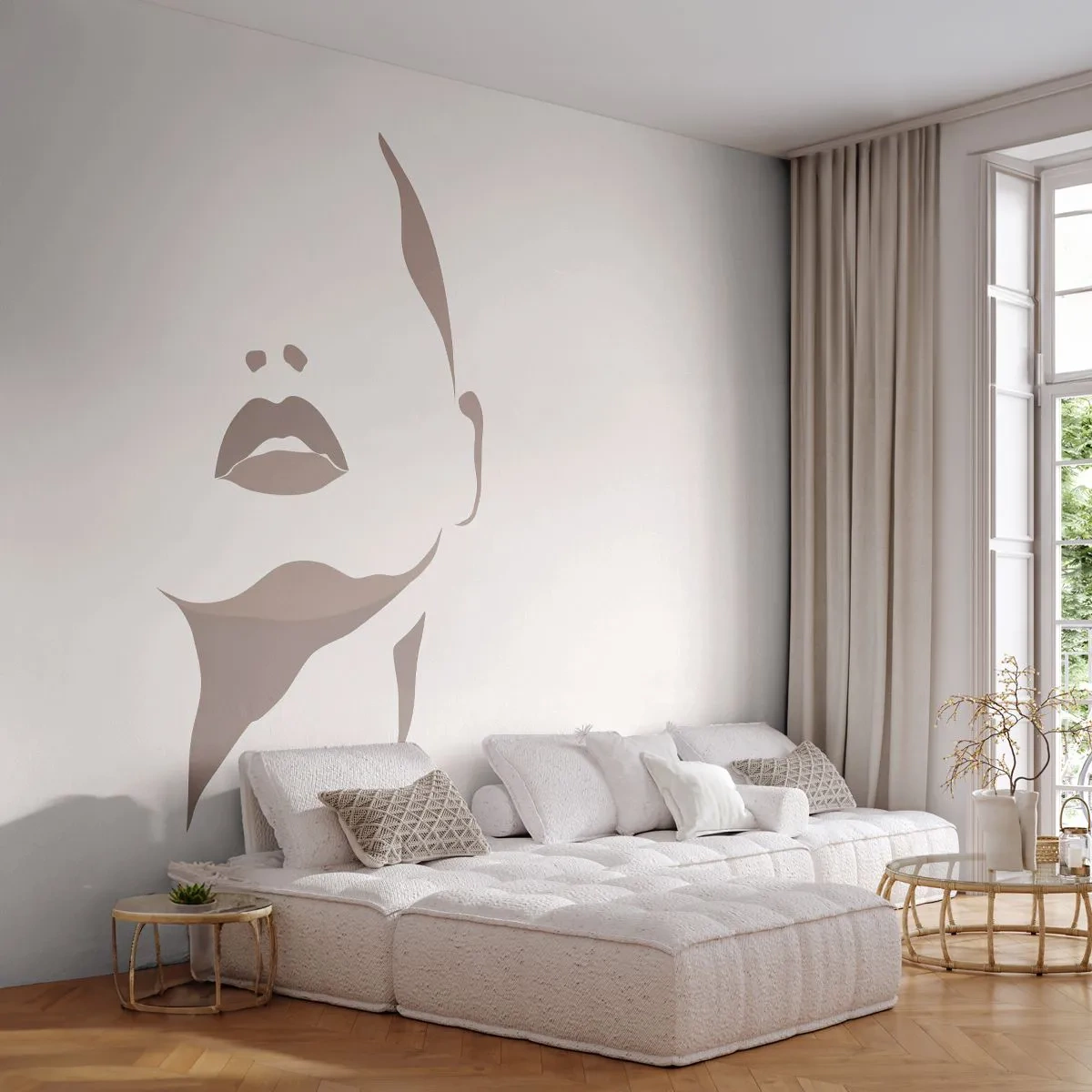 Fototapeta Premium Canvas - Stvorená zo svetla a tieňa - Ženská tvár, Žena, Kus - 250x175 cm