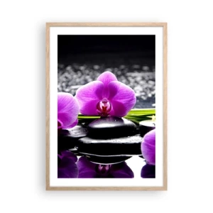 Plagát v ráme zo svetlého duba - Utopiť v tichu a pokoji - 50x70 cm