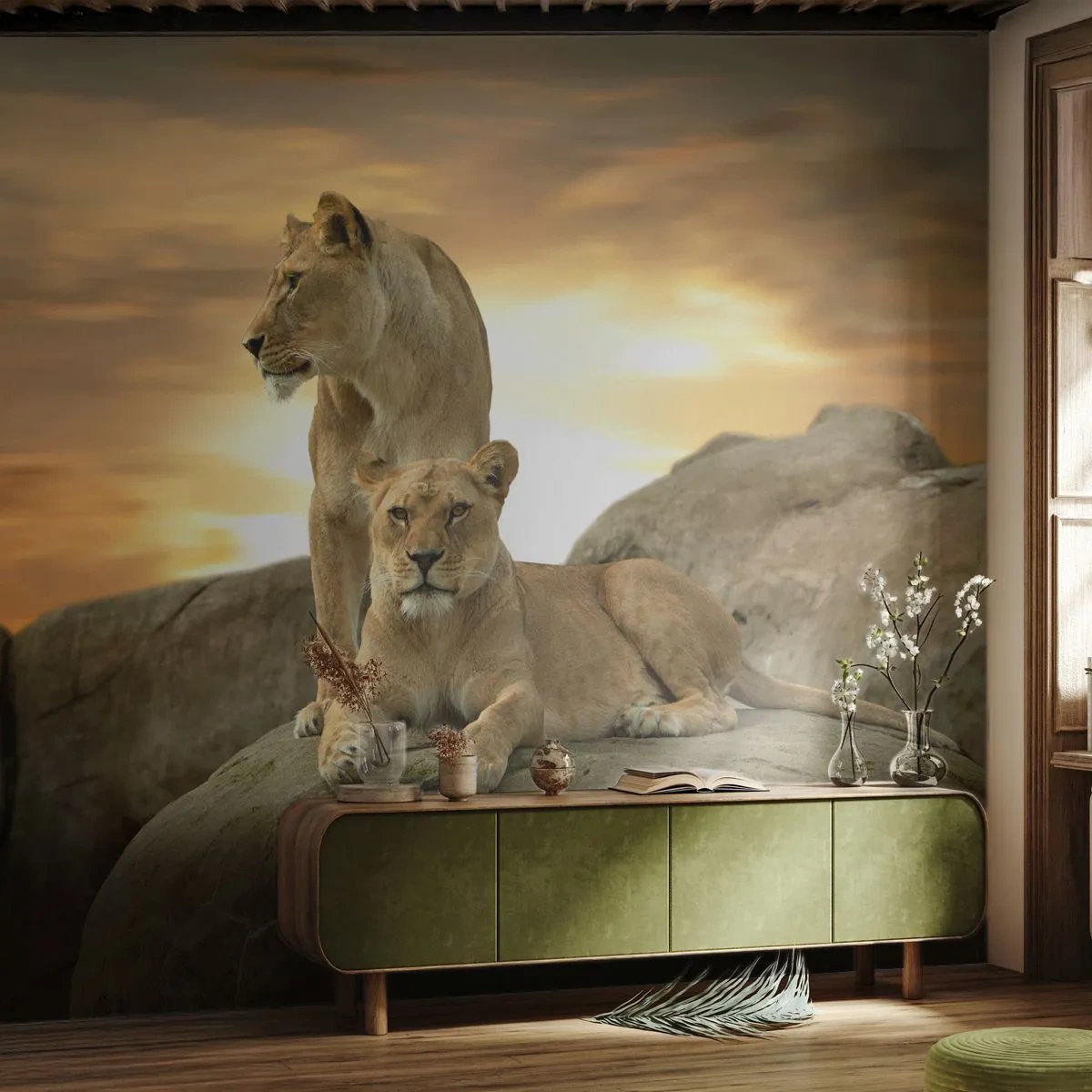 Fototapeta Premium Sand - Kráľovský majestát - Zvieratá, Lev, Príroda - 350x256 cm