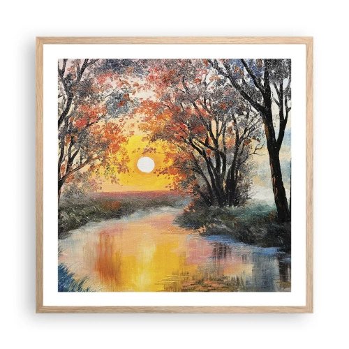 Plagát v ráme zo svetlého duba - Jesenný nádych - 60x60 cm