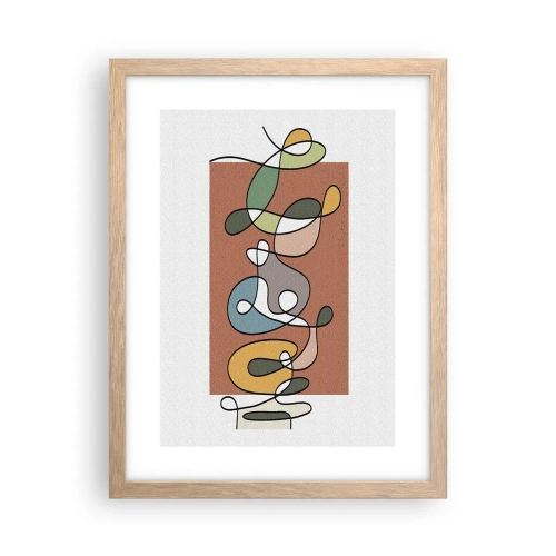 Plagát v ráme zo svetlého duba - Abstrakcia: farebné vyvádzanie - 30x40 cm