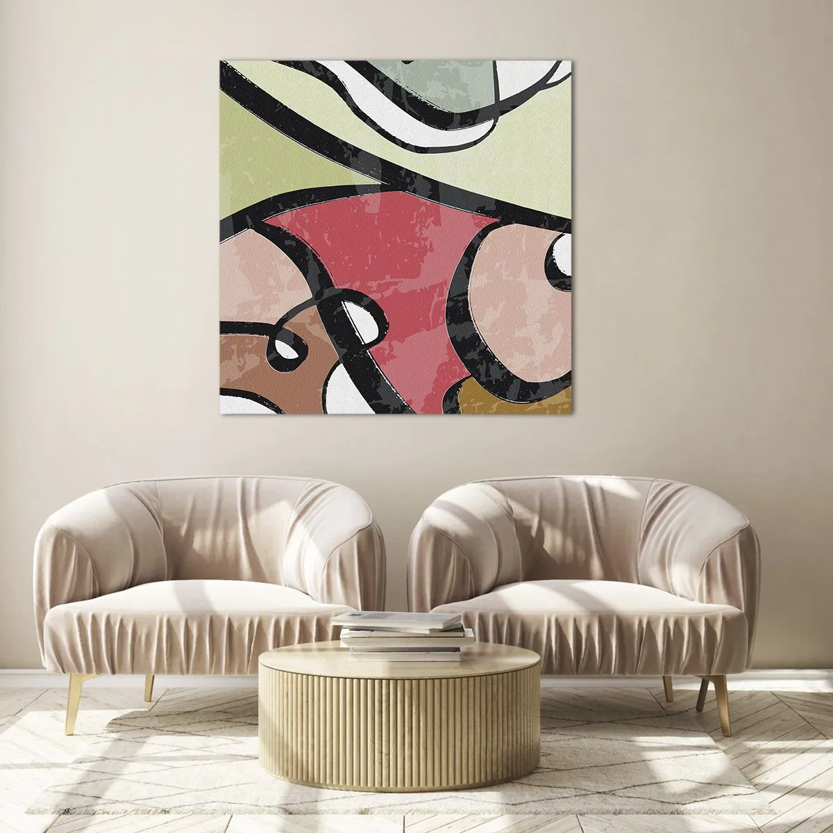 Obraz na skle - Piruety uprostred farieb - 70x70 cm