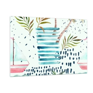Obraz na skle - Prázdniny pod palmami - 120x80 cm