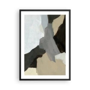 Plagát v čiernom ráme - Abstraktná kompozícia v tlmených farbách - 50x70cm - Abstrakcia: križovatka šedej - Moderná nástenná dekorácia do obývacej izby a spálne ARTTOR