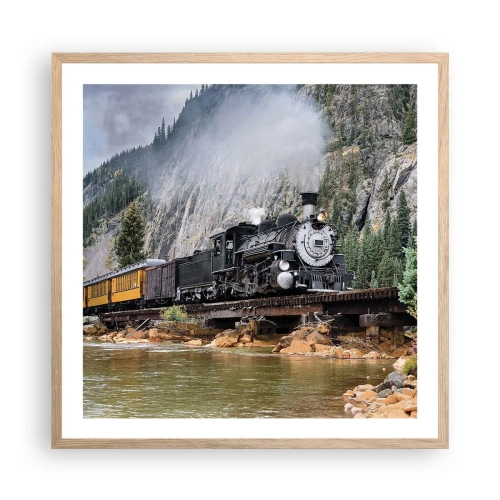 Plagát v ráme zo svetlého duba - A kam to? Kam? - 60x60 cm