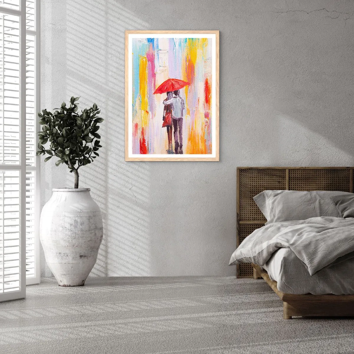 Plagát v ráme zo svetlého duba - Nech prší ďalej - 50x70 cm