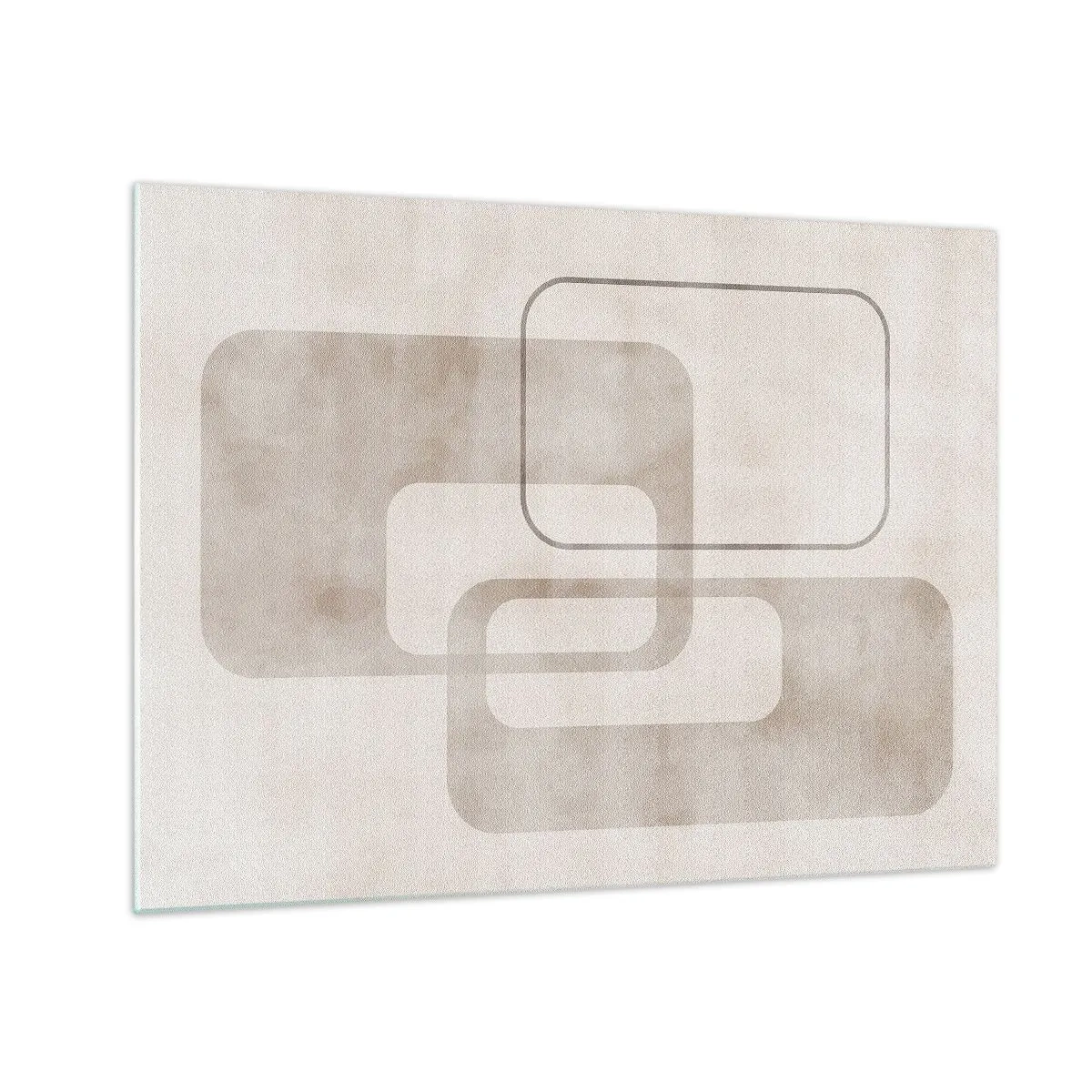 Obraz na skle - Minimalistické béžové obdĺžniky na svetlom pozadí - 70x50cm - Geometrická fúga - Moderná nástenná dekorácia do obývacej izby a spálne ARTTOR