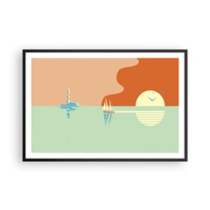 Plagát v čiernom ráme - Dokonalá morská krajina - 91x61 cm