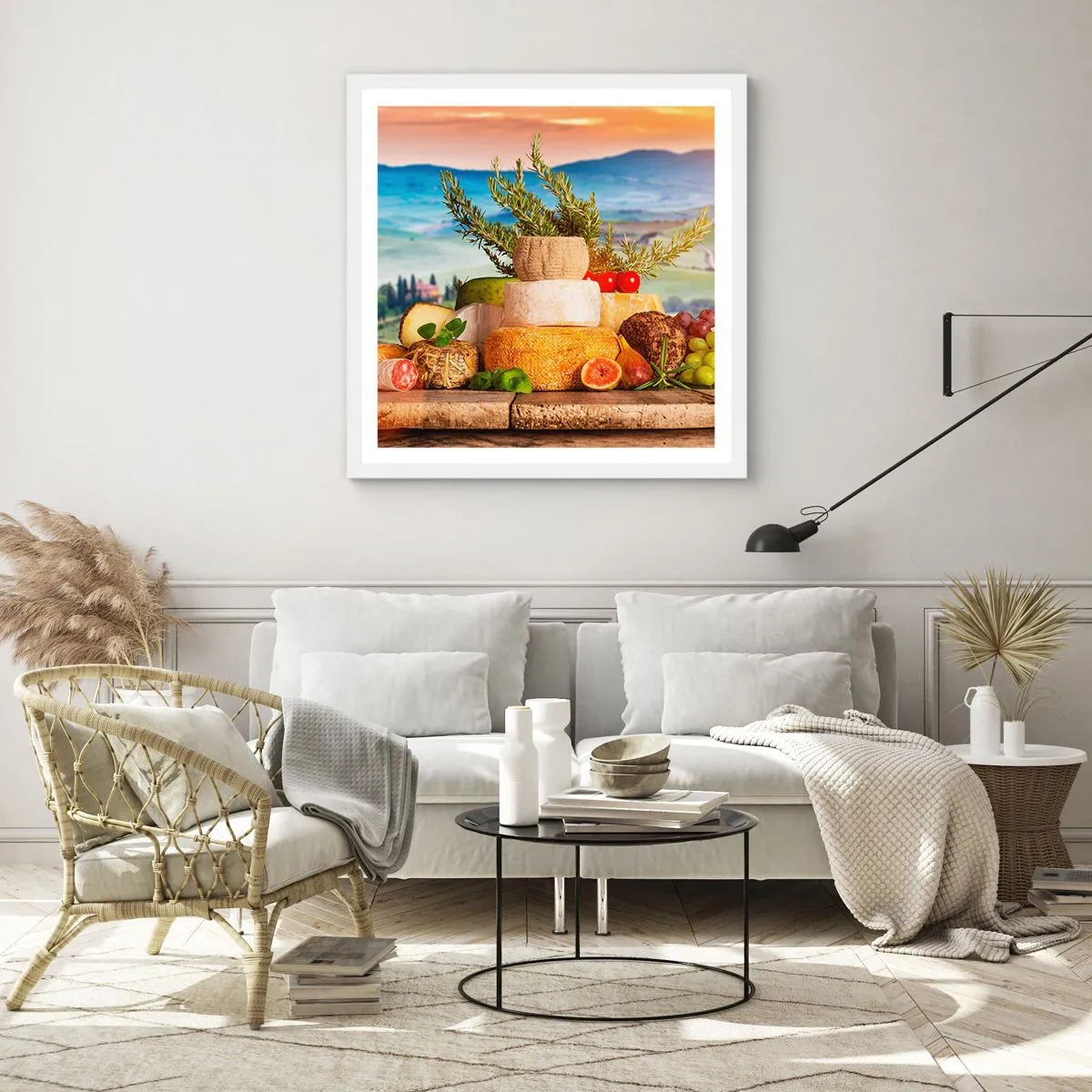 Plagát v bielom ráme - Talianska radosť zo života - 60x60 cm