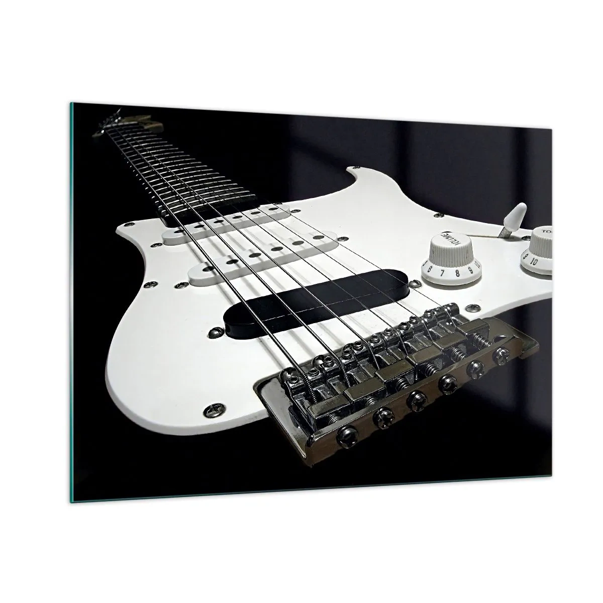 Obraz na skle - Zvuk skrytý v bielej - 100x70 cm