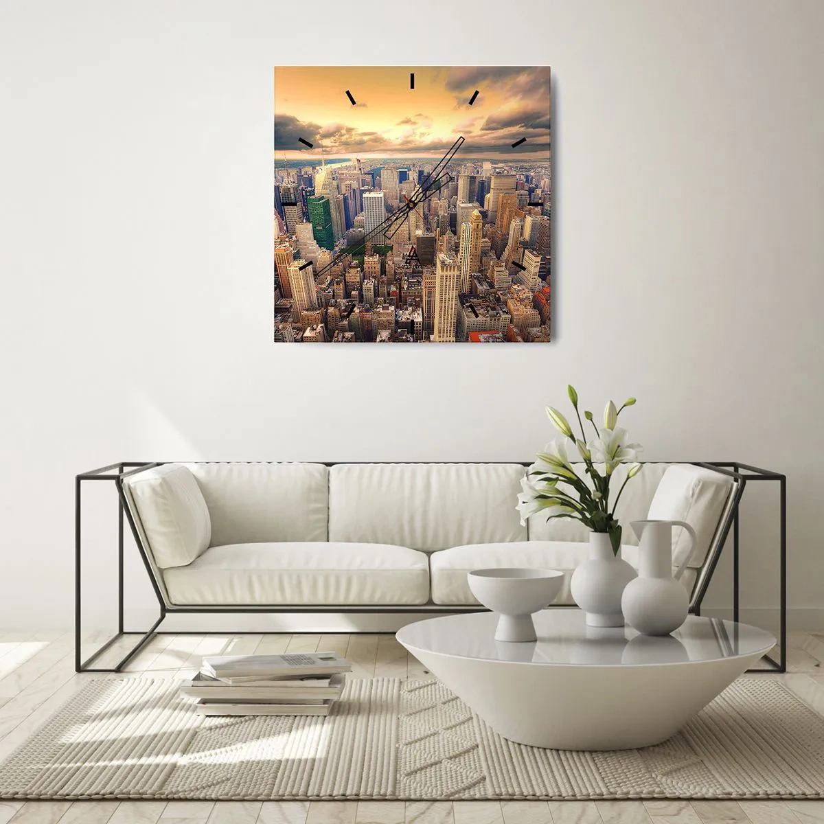 Nástenné hodiny - Pozlátené Metropolis - 30x30 cm