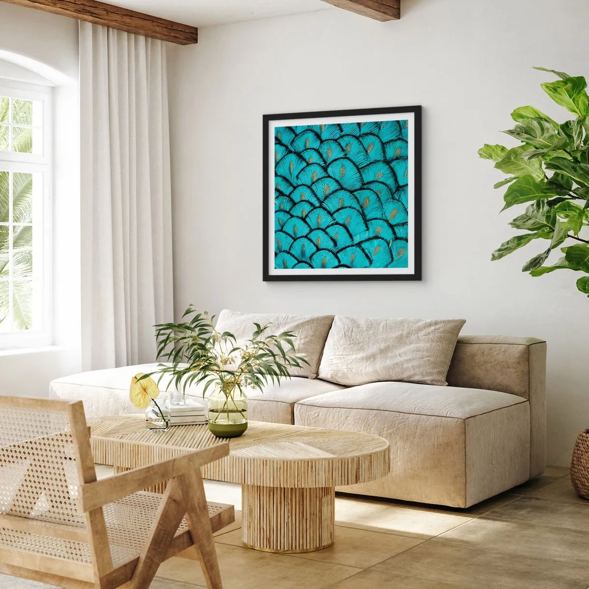 Plagát v čiernom ráme - Veľká slávnosť peria - 50x50 cm