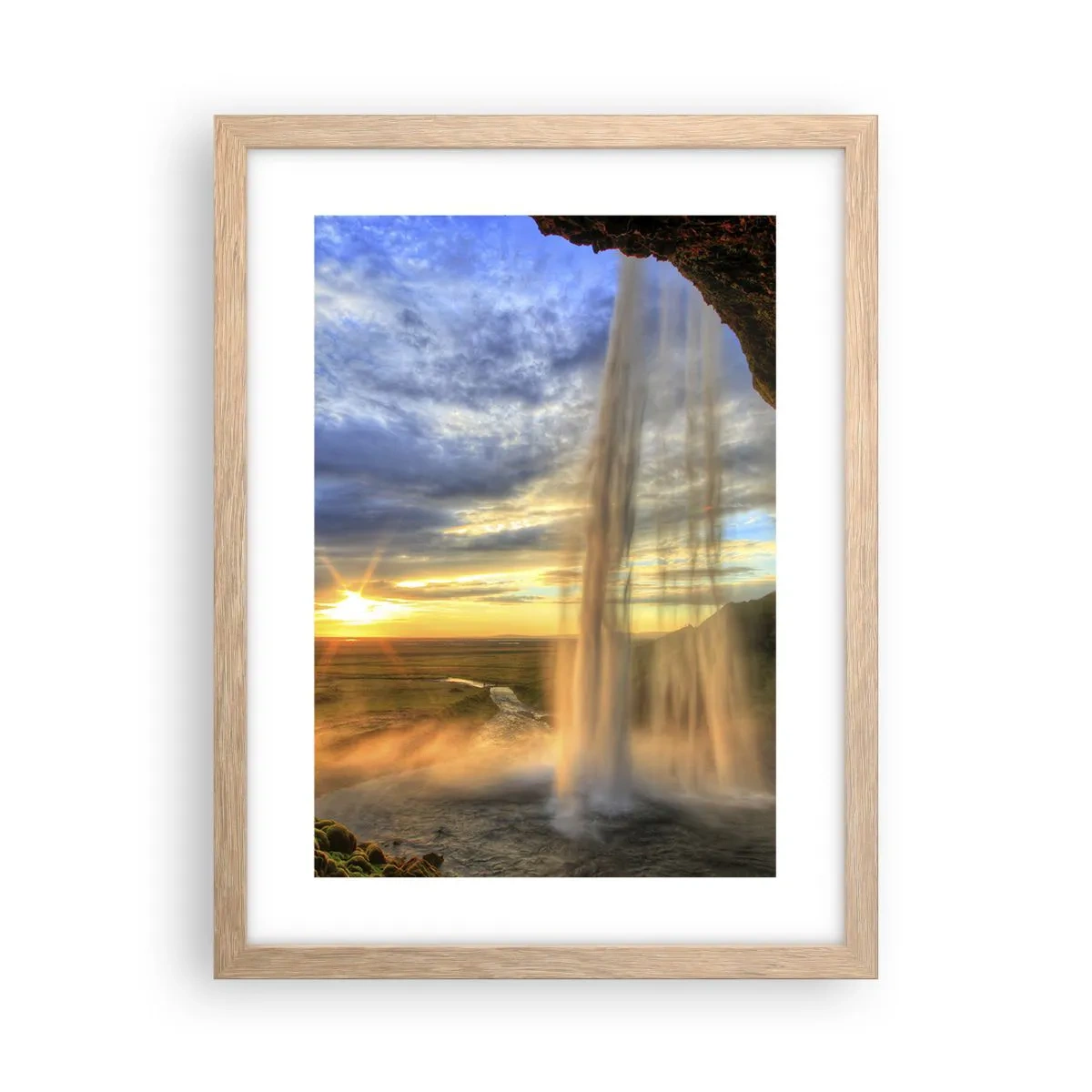 Plagát v ráme zo svetlého duba - Svet za závojom kvapiek  - 30x40 cm
