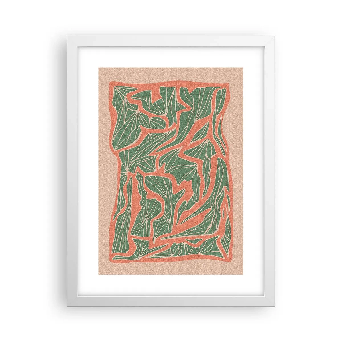 Plagát v bielom ráme - Súboj koralov a zelene - 30x40 cm