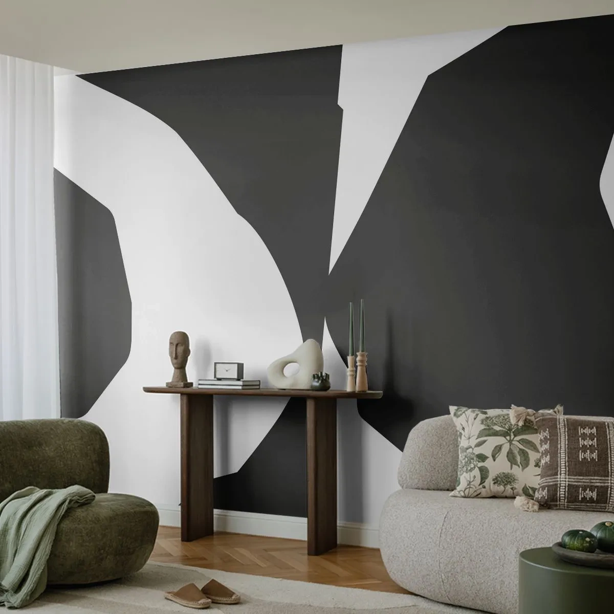 Fototapeta Premium Canvas - Positive-negative - Čierna a biela, Abstrakcia, Kus - 250x175 cm