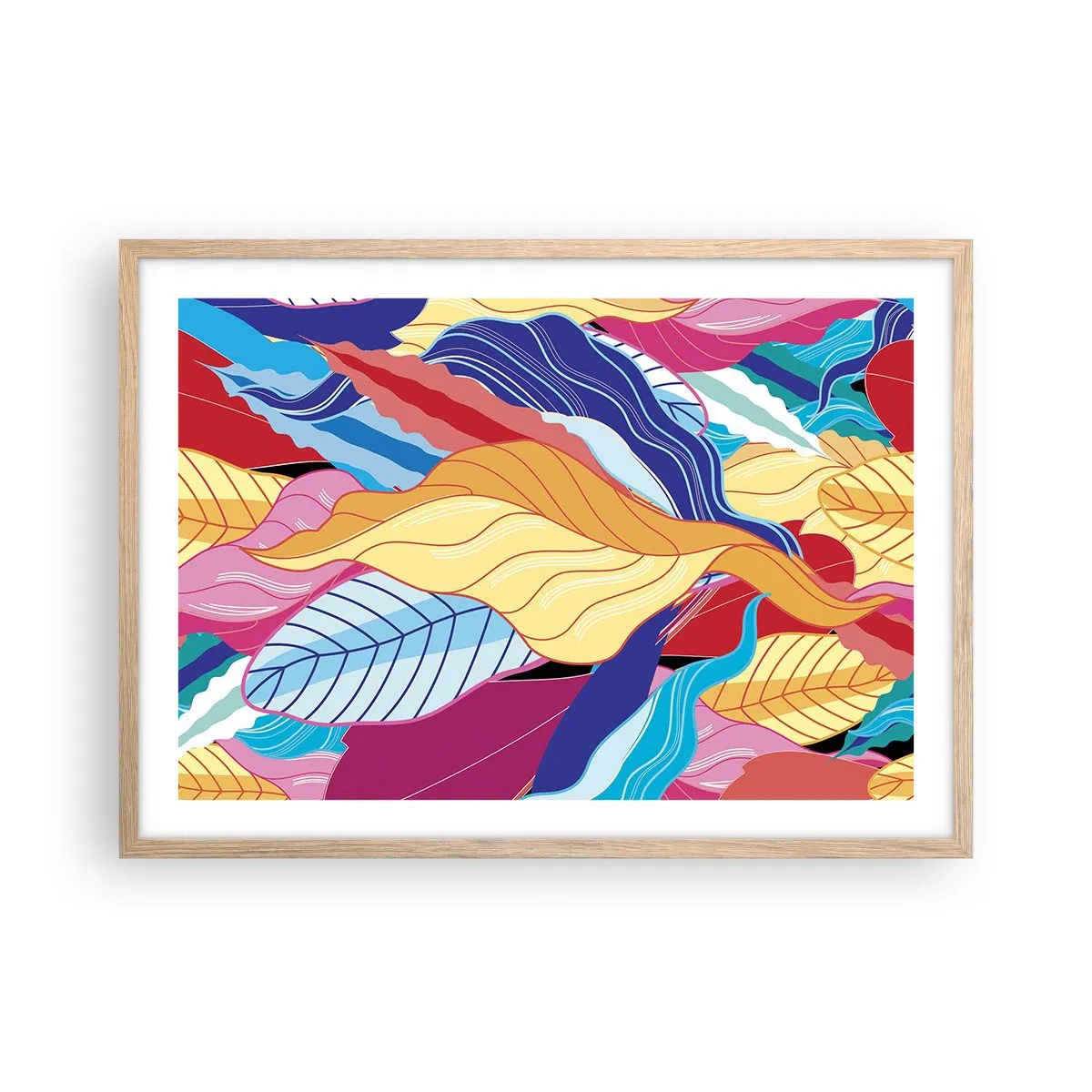 Plagát v ráme zo svetlého duba - Farebný neporiadok - 70x50 cm