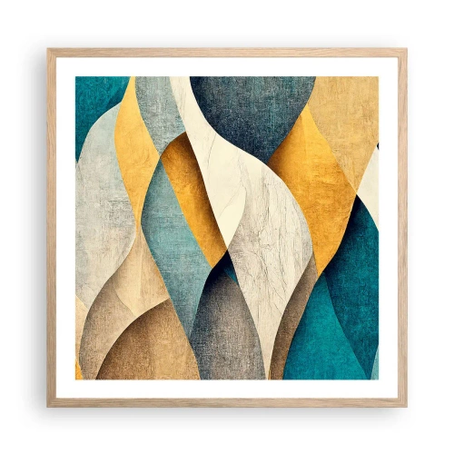 Plagát v ráme zo svetlého duba - Rytmus a vlnenie - 60x60 cm