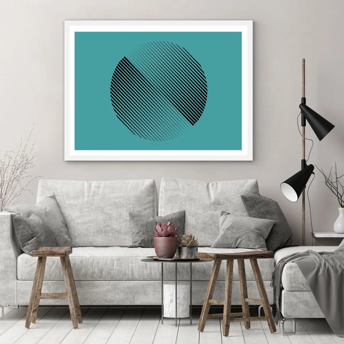 Plagát v bielom ráme - Kruh – geometrická variácia - 70x50 cm