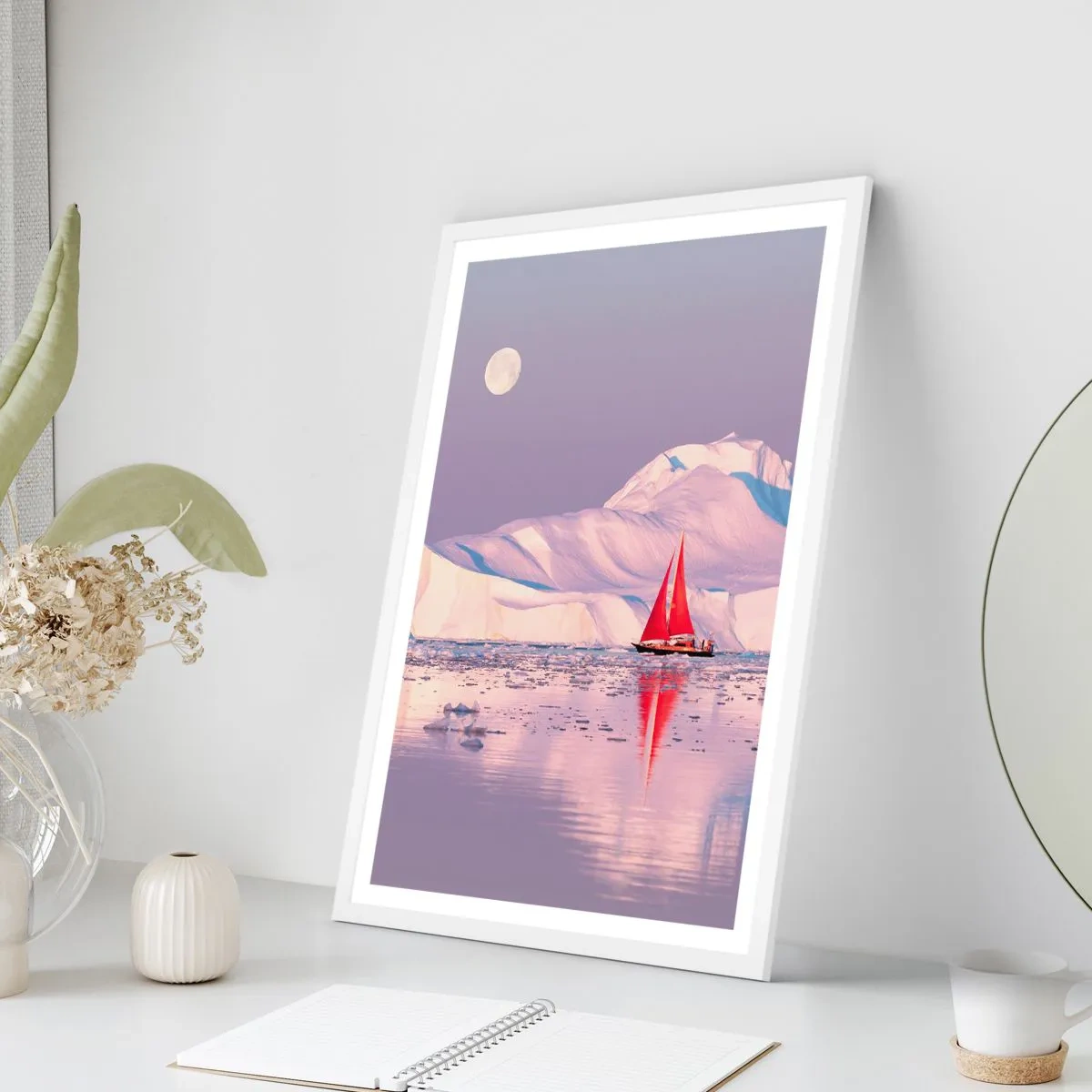 Plagát v bielom ráme - Žiar plachty, chlad ľadu - 61x91 cm