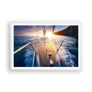 Plagát v bielom ráme - Bežiaca po vlnách - 91x61 cm