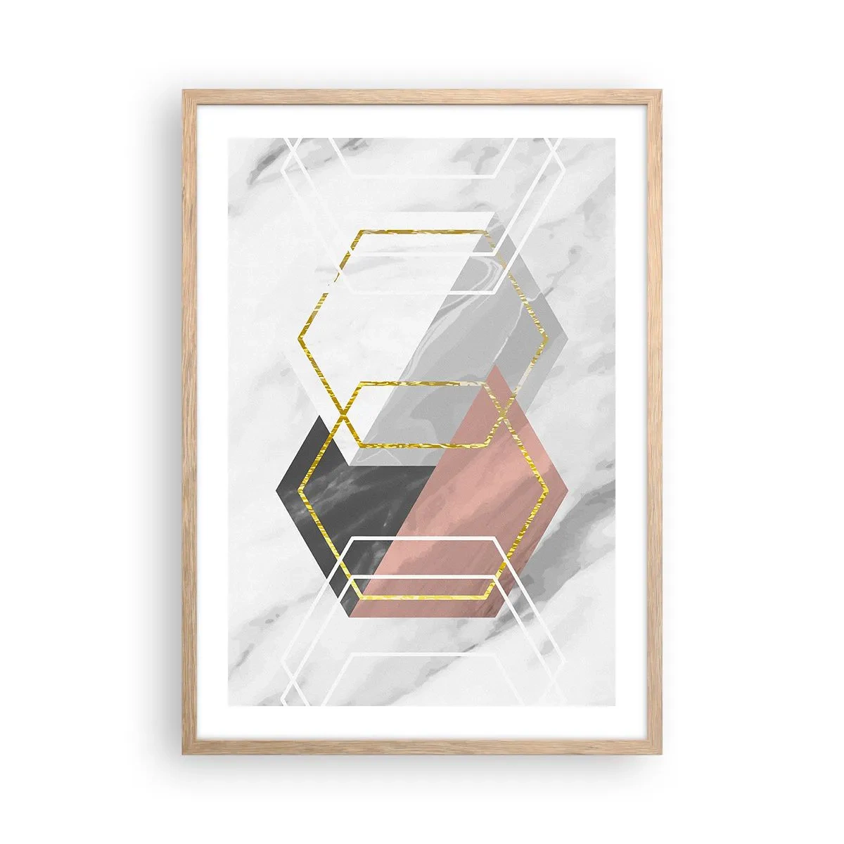 Plagát v ráme zo svetlého duba - Reťazová kompozícia - 50x70 cm